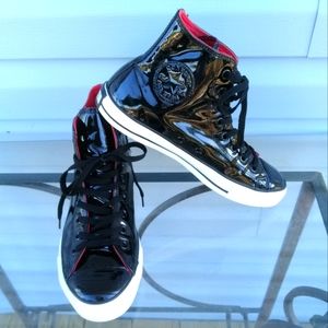 Converse all star black shiny leather size man 8.5